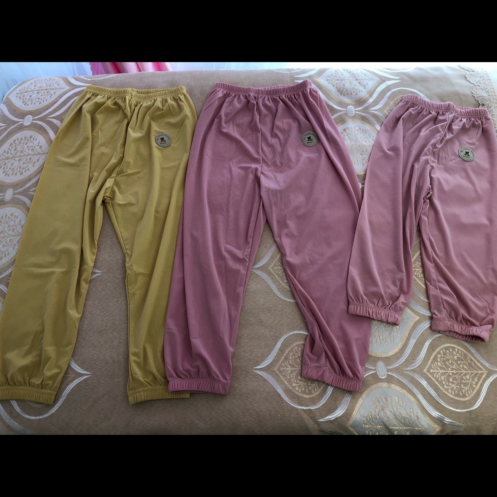 bundle of 3 children bottoms joggers sweatpants pink yellow girl pants